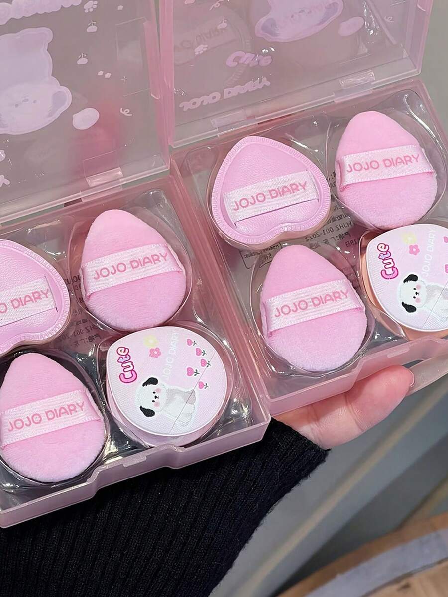 5pcs Mini Puff Set - Cute Puppy Shaped Finger-Press Makeup Sponges, Suitable For Foundation, Concealer, Blush, Highlighter - Compact & Portable For Daily Use - Multicolor - View 1
