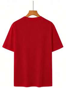 Men's Short-Sleeved T-Shirt With Print And Round Neck Design, Suitable For Everyday Wear In Spring And Summer. - Red - View 2