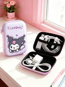 SANRIO Túi xách EVA có quai, túi đựng tai nghe hình hoạt hình dễ thương, túi đựng cáp dữ liệu, túi đựng sạc, móc chìa khóa, túi nhỏ có khóa kéo, túi trong túi. - Nhiều màu - Xem 4