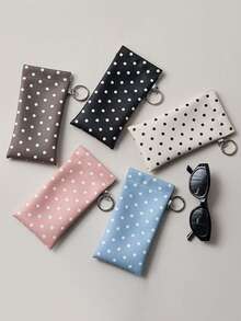 1pc Polka Dot Eyeglass Pouch With Keychain Portable Scratch-Resistant Soft Glasses Case For Women, Durable Eyewear Storage Bag, Perfect For Daily Use, Travel - Multicolor - View 7