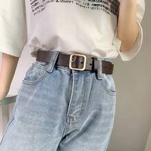 1 chiếc thắt lưng trang trí bằng da PU tối giản dành cho nữ, phù hợp với quần jeans. - Cà phê - Xem 9