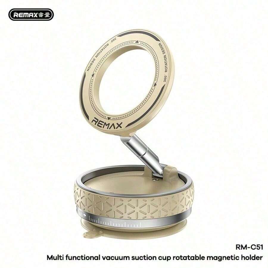 REMAX -C51 Multifunctional 360° Rotatable Magnetic Car Phone Holder, Foldable For Dashboard Or Tabletop Mounting, Suitable For Navigation, Commuting Or Home Use, Practical Ramadan Or Eid Al-Fitr Gift - Starlight - View 1