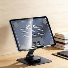 Giá đỡ máy tính bảng di động, đế kim loại chắc chắn + giá đỡ máy tính bảng để bàn xoay 360°, giá đỡ điện thoại và máy tính bảng đa năng bằng tấm acrylic sáng tạo + đế kim loại màu bạc - Xem 2