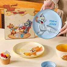 TOM AND JERRY. 猫和老鼠官方联名设计陶瓷碗碟餐具套装，家用可爱零食碟，多人用餐套装 - 彩色 - 查看 7