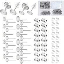 300pcs Stainless Steel Earring Pins With Butterfly Backs And Rubber Backs, Hypoallergenic Screw Earring Findings With Storage Box For Diy Earring Making - Silver - View 7