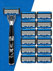 6-Layer Premium Men's Razor, Multi-Blade Replacement Cartridges, Non-Slip Ergonomic Handle, Durable Stainless Steel Blades, Smooth Shave, Close Shave, Non-Irritating, Precise Shaving, Essential Beard Trimmer, Convenient Cleaning - 2 Handles + 36 Blades - View 16