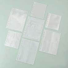 A5 A6 A7 10PCSTransparente archivador cuaderno 6 agujeros hoja suelta DIY bolsa para documentos carpeta anillos PVC carpeta de encuadernación de almacenamiento - A7 normal 2 cuadrículas - Ver 1