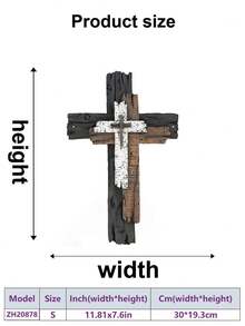 1 pieza Decoración de cruz de metal, colgante de pared de madera falsa, adecuado para decoración interior de sala de estar, cocina, baño, dormitorio, decoración de jardín exterior, cerca, estilo rústico, decoración del hogar, Navidad, Halloween, Pascua, artesanía religiosa - Multicolor - Ver 11
