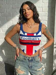Women's Casual British Style Mesh Round Neck Fitted Cropped Tank Top, Suitable For Street Style In Summer And Spring, Women's World Cup Summer Clothing - Multicolor - View 6