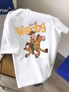 Disney Toy Story Hoodie Bass Light Year Friendship Scene Double-Sided Print - Men's T-Shirt, Toy Story Theme Song "You've Got A Friend In Me" Pattern, Men's Summer Short-Sleeve Top, High-Quality 100% Cotton Short-Sleeve T-Shirt, Summer Relaxed Breathable Casual Pocket Short-Sleeve, Men And Women Wear, Disneyland Travel Wear, Couple Top, Everyday Wear, Street Wear, Vacation Wear, The Best Gift For Disney Lovers, Machine Washable - trắng - Xem 2