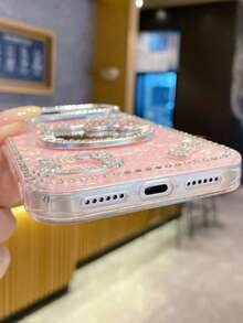SANRIO 1pc Fashion Luxury Colorful Gilded Pink Shell Pattern Small Mirror Hello Kitty Makeup Bow Compatible With 17 17pro 17pm 16 16Pro 16pm 15 15pro 15pm Shockproof IMD 14promax 14pro 14 13pormax 13pro 12promax 12pro 11 11promax Fashion Phone Case Protective Cover Cartoon Girl Style - Multicolor - View 3