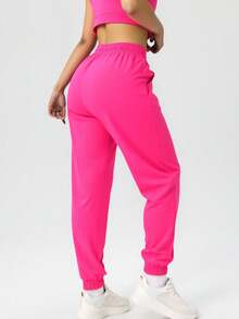 Pantalones Mujer Casual Elastic Waist Drawstring Joggers – Relaxed Fit, Soft & Cozy, Everyday Loungewear, Lipstick Gratis (While Supplies Last) - Rosado Sandía - Ver 2