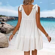 New Summer Sunscreen Cover-Up Beach Dress With Loose Shoulder Straps - White - View 3