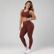 Combo Of 4 Sets Of Leggings, Gym Workout, Supplex Top And Pants A01 Plain - ĐEN-XÁM-XANH NAVY-ĐỎ RƯỢU - Xem 6