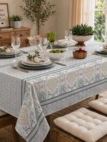 Luxury Oxford Rustic Linen Tablecloth For 4/6/8 People, Various Prints - Phersa - View 2