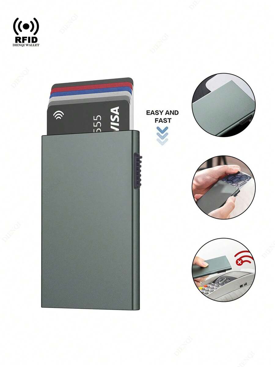 Ví đựng thẻ tín dụng chống RFID, ví đựng thẻ bằng hợp kim nhôm tối giản, hộp đựng thẻ ngân hàng unisex.