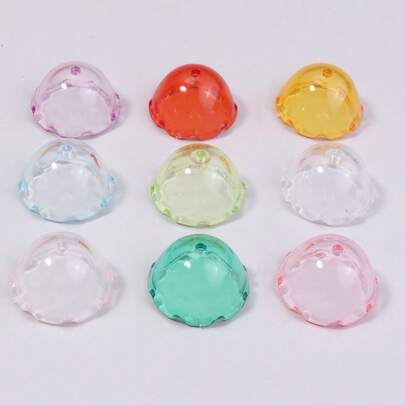 30 pièces/paquet Couvercle de carillon de vent en forme de méduse en acrylique transparent au lys de la vallée, support floral coloré fait main, accessoire artisanal, pendentif décontracté mignon pour la fabrication de bijoux DIY