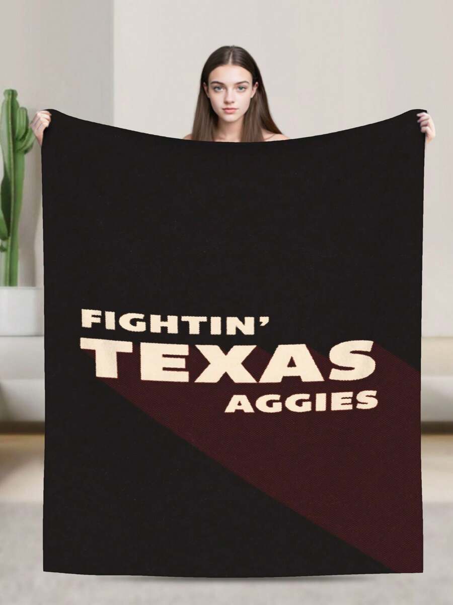 Texas A&M Merch Aggies Throw Blanket Warm Blankets Breathable Air Conditioner Blanket For Car Classic Outdoor Blankets For Picnic For All Season - Black - View 1