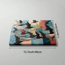 1幅异想天开的鸟类墙面艺术画，混合媒材纺织印花帆布画，现代斯堪的纳维亚风格海报，色彩缤纷的仙鹤，民间装饰，适用于客厅、卧室、浴室墙面装饰，无框/有框可选 - 圖案 - 查看 11