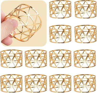 12PCS U2013 Gold Napkin Rings Set Of 12, Holiday Napkin Holders For Dining, Anniversary, Birthday, Romantic Candlelight Dinner, Holiday, Party Of Table Setting, Wedding Table Decoration