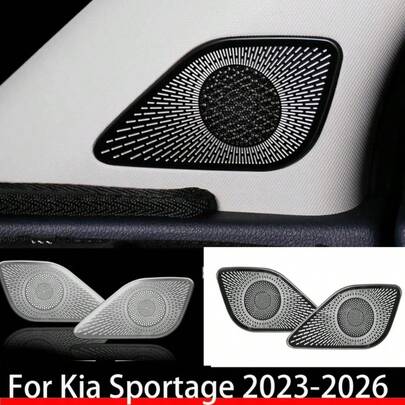 LCARS 适用于起亚Stinger NQ5 2023-2026款汽车改装的2件套黑色不锈钢A柱高音扬声器罩装饰配件