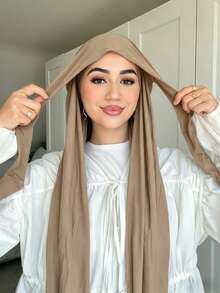 1pc Women's Instant Headscarf Tie-Tie Scarf, Classic Solid Color Wrap-Around Shawl, Premium Modal Fabric Smooth Soft Comfortable, Suitable For Daily Abaya Matching And Holiday Wear,Travel Essential,Beach Towel - Multicolor - View 15