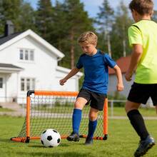 Portable Foldable Soccer Goal, Kids Football Toy, Easy Assembly Goal Net For Kindergarten Outdoor Sports & Parent-Child Interaction - Orange - View 6