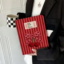 1 chiếc bao da máy tính bảng kiểu folio họa tiết nơ anh đào sọc đỏ, có chân đế xoay đa góc và khe cắm bút cảm ứng, tương thích với iPad Air 13 (M3 2025)/ Air 11 (M3 2025)/ 11 (A16 2025), Galaxy Tab S10+/S9/A9, Pad, MatePad, Pad, Honor Pad, Xiaoxin Pad - Nhiều màu - Xem 2