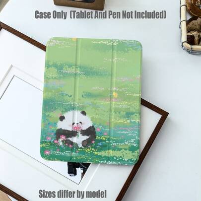 Ốp bảo vệ máy tính bảng bằng acrylic trong suốt gấp 3 lần, có khe cắm bút. Phiên bản bó hoa mùa xuân hình gấu trúc, gấp 3 lần, độ trong suốt cao. Tương thích với iPad, MatePad, Honor V9/GT, 5/6/7/Pro, dòng Pad, S6Lite/S7/S8/S9/S10/A8/A9+.