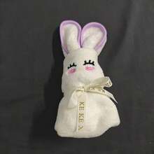 Cute Rabbit Face Washcloth Gift Set, Includes Ribbon, Available In Soft Pink/Light Blue/Pure White/Bright Red, Heart-Shaped Ears & Eyelids Design, Modern Animal Theme Fabric, Suitable For Bathing, Wedding, Birthday - Multicolor - View 13