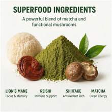 RZYE SUPERFOODS Mushroom Matcha Starter Kit, USDA Organic With 6 Adaptogenic Mushrooms And Ceremonial-Grade Matcha, Energy, Focus, Digestion, Immunity With Turkey Tail, Shiitake, Reishi - Bộ 2 cái - Xem 4