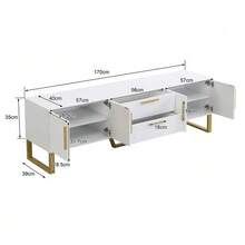 High-Gloss TV Unit: Gold Base, Handles And Legs, Engraved Textured Door, Living Room Storage Solution, Perfect Combination Of Elegance, Luxury And Functionality. - 白色 - 查看 5