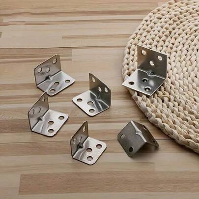 10pcs Heavy Duty L-Shaped Brackets, 1.38" X 2.5" Stainless Steel Corner Braces (Screws Included), Sturdy Furniture Stabilizer, Shelf & Table Reinforcement, DIY Repair Kit