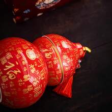 陶瓷福字葫芦罐，适合家居节日装饰、中国新年、家居摆设、桌面摆件、茶室橱柜摆件、玄关展示、乔迁新居礼物 - 查看 7