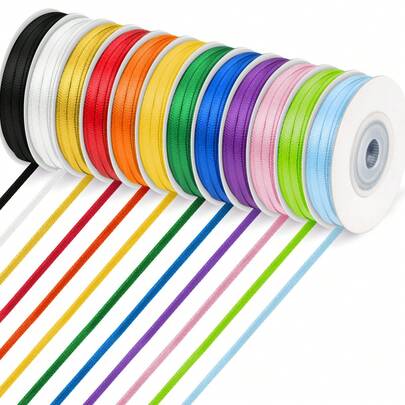 50 thước Anh ruy băng satin polyester hai mặt, khổ rộng 1/8 inch, màu trơn, dùng để gói quà, làm đồ thủ công, trang trí tiệc cưới, sinh nhật.