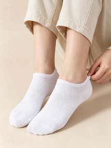 1/10 Pairs White Thin Casual Socks, Breathable Comfortable Daily Wear, Suitable For Men And Women, Summer - White - View 3