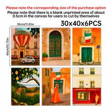 1/6pcs Italian Town Canvas Wall Art Posters, Room Home Decor Aesthetic Decorations, Optional Framed Wall Decor, Colorful European Street & Mediterranean Landscape Oil Painting Posters, Aesthetic Orange Green Gallery Wall Decor - Multicolor - View 41