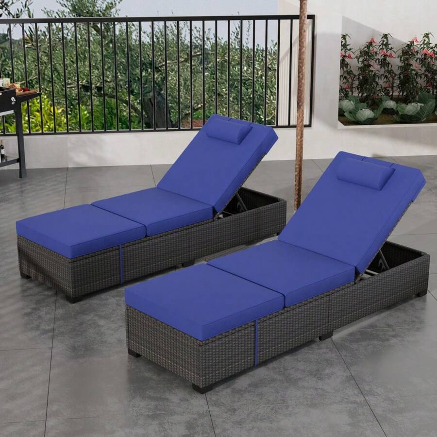 Patio Lounge Chair & Swing Chair - Blue - View 1