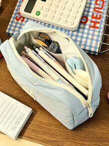 1pc Minimalist Solid Color Lucky Milk Foam Student Stationery Pencil Case, Large Capacity Desktop Pencil Box, Multi-Pocket Classification Storage Design Stationery Bag, Can Store Calculator, Notebook And Pens - Suitable For School, Office And Travel Use - Suitable For Students, Professionals, Men And Women, Learning Stationery Storage Box, Multi-Functional Storage Box, Zipper Closure, Pencil Case - Multicolor - View 7