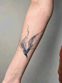 1 Tattoo Sticker, Chinese-Style Ink Butterfly, Temporary Tattoo Sticker, Washable, PVC, Disposable, Waterproof And Sweatproof, Suitable For Arms, Waist, Abdomen, Back, Legs, Non-Reflective, Realistic Tattoo, Suitable For People, For Daily Use, Lasts 3-5 Days - Multicolor - View 5