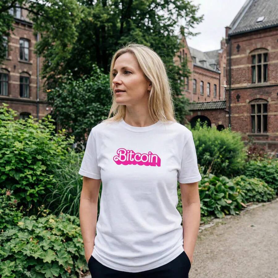Retro Pink  Bitcoin T-Shirt - Black - View 1
