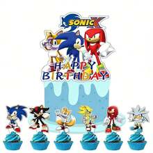 25pcs Hedgehog Cartoon Cake Decorations, Cartoon Cupcake Toppers, Anime Accessories Birthday Party Decor - Multicolor - View 9
