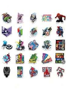 50 PIEZAS Pegatinas oficiales y auténticas con licencia de los Vengadores y Tony Stark, pegatinas de dibujos animados para botellas de agua, portátiles, parachoques, decoraciones - Unitalla - Ver 6