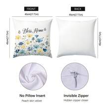 4pcs Minimalist Floral Watercolor Blue Throw Pillow Covers, Single-Sided Printed Peach Velvet, 45*45CM/18*18inch Cushion Covers Suitable For Modern Minimalist Sofa Living Room Decor, Gift, Party Decoration - Multicolor - View 2