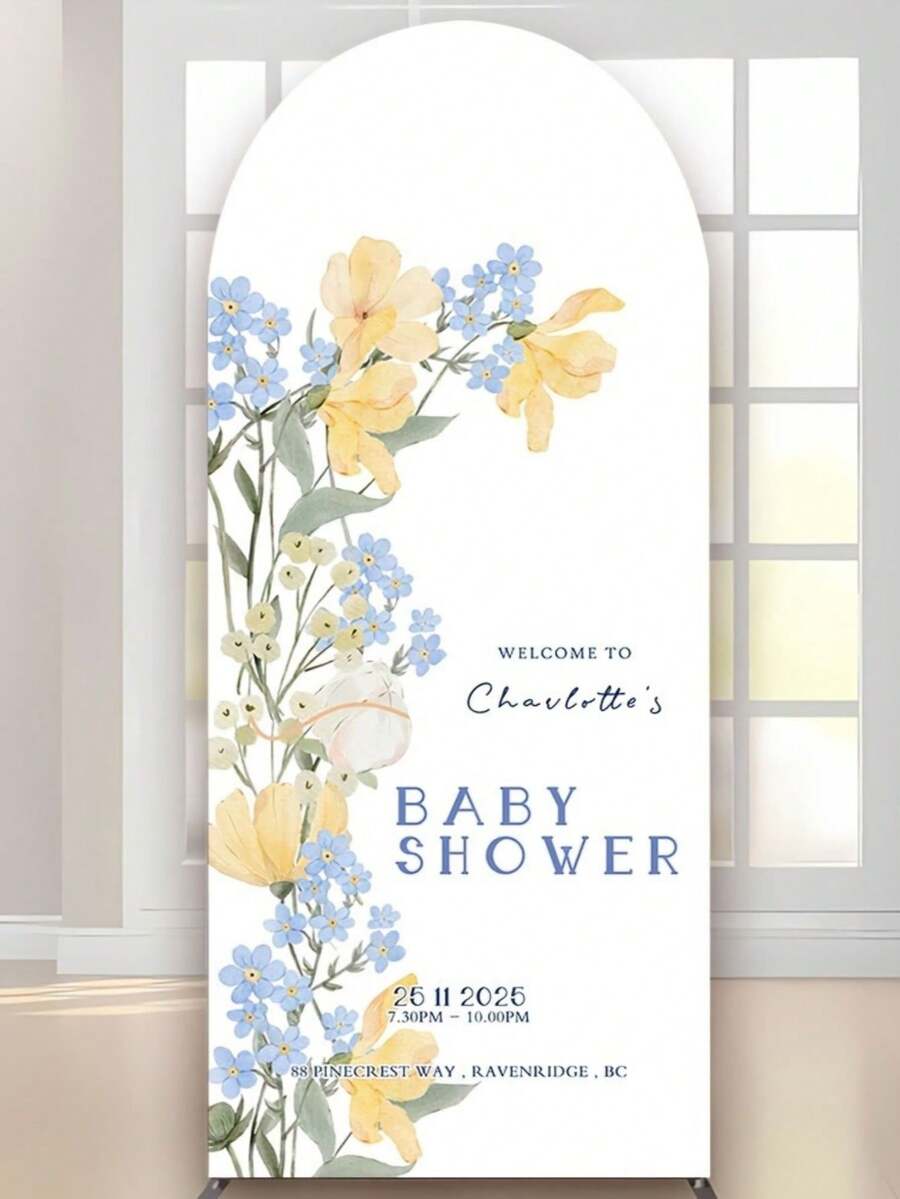 Customizable Elastic Arch Cover - Personalized Name/Date/Text, Event Backdrop, Double-Sided Elastic Cover, Perfect For Weddings, Birthdays, Baby Showers And Various Events, Suitable For Arch Frame Cover, No Power Required - Multicolor - View 1