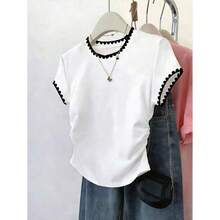 3pcs Women Summer Casual Solid Color Tops, Fashion Minimalist Style, Suitable For Sports, Outdoor, Back To School, Pink, Apricot, Brick Red, Women T-Shirts - 多色-5 - 查看 7