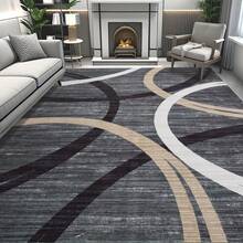 Contemporary Abstract Washable Rug Measuring 5 By Feet, Featuring A Non-Slip Soft Loop Stripe Design, Made From Faux Cashmere With A Backing.This Minimalist Style Carpet Is And Decorating Living Rooms And Bedrooms - Multicolor - View 3