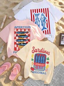 Esta camiseta informal de manga corta para mujer, de cuello redondo, en blanco y negro, presenta estampados de dibujos animados, letras y animales, ideal para el verano, la playa y las vacaciones. Confeccionada con tejido 100% algodón puro de 200 g, esta camiseta de manga corta de alta calidad es suave y cómoda, convirtiéndola en una prenda esencial para el día a día. - Blanco - Ver 6