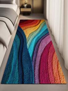1pc Modern Stylish Indoor Decorative Large Rug, New Faux Wool Washable Bottom Indoor Carpet, Living Room Rug, Sofa Rug, Bedroom Rug, Bedside Anti-Slip Mat, Room Floor Mat, Dining Kitchen Rug, Office Chair Pad, Entryway Doormat, Outdoor Picnic Blanket, Camping Mat - Multicolor-1 - View 5