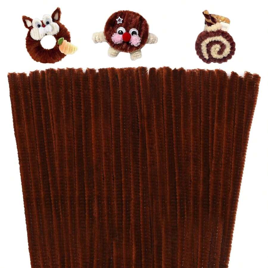 Giwrmu 100 Pieces Pipe Cleaners, Brown Pipe Cleaners Craft, Fuzzy Sticks Craft Supplies Chenille Stem For Mother'S Day Creative Handmade DIY Art Gifts For Mom Craft Project - ColorE - View 1
